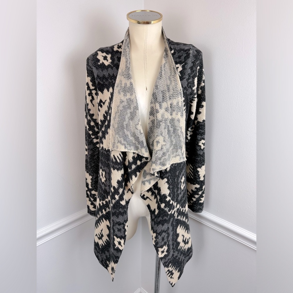 INC INTERNATIONAL CONCEPTS Aztec Print Open-Front Sweater | Size Medium
